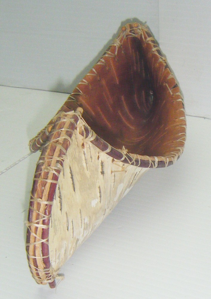 2 Vintage Hand-Made Birch Bark Canoes