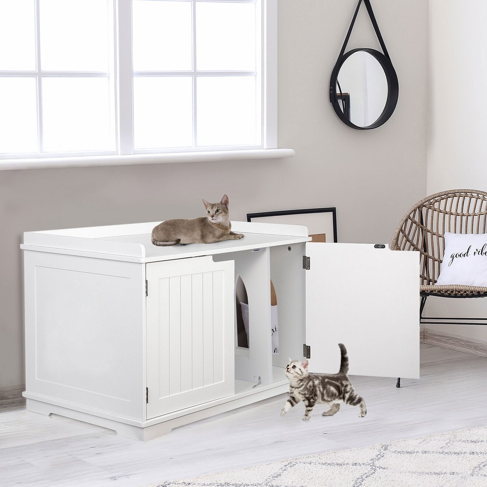 Washroom Storage Bench Litter Box Cover with Sturdy Structure Easy Assembly