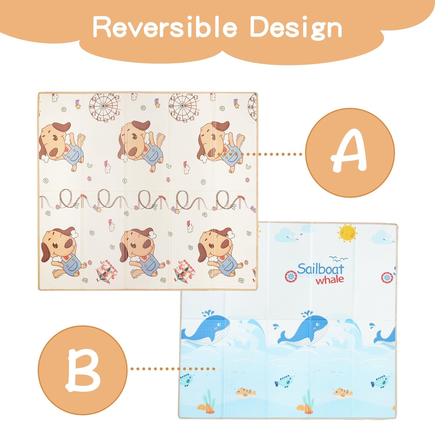 Baby Play Mat/ Foldable and Waterproof/Reversible and Versatile 0.4in thick 1cm