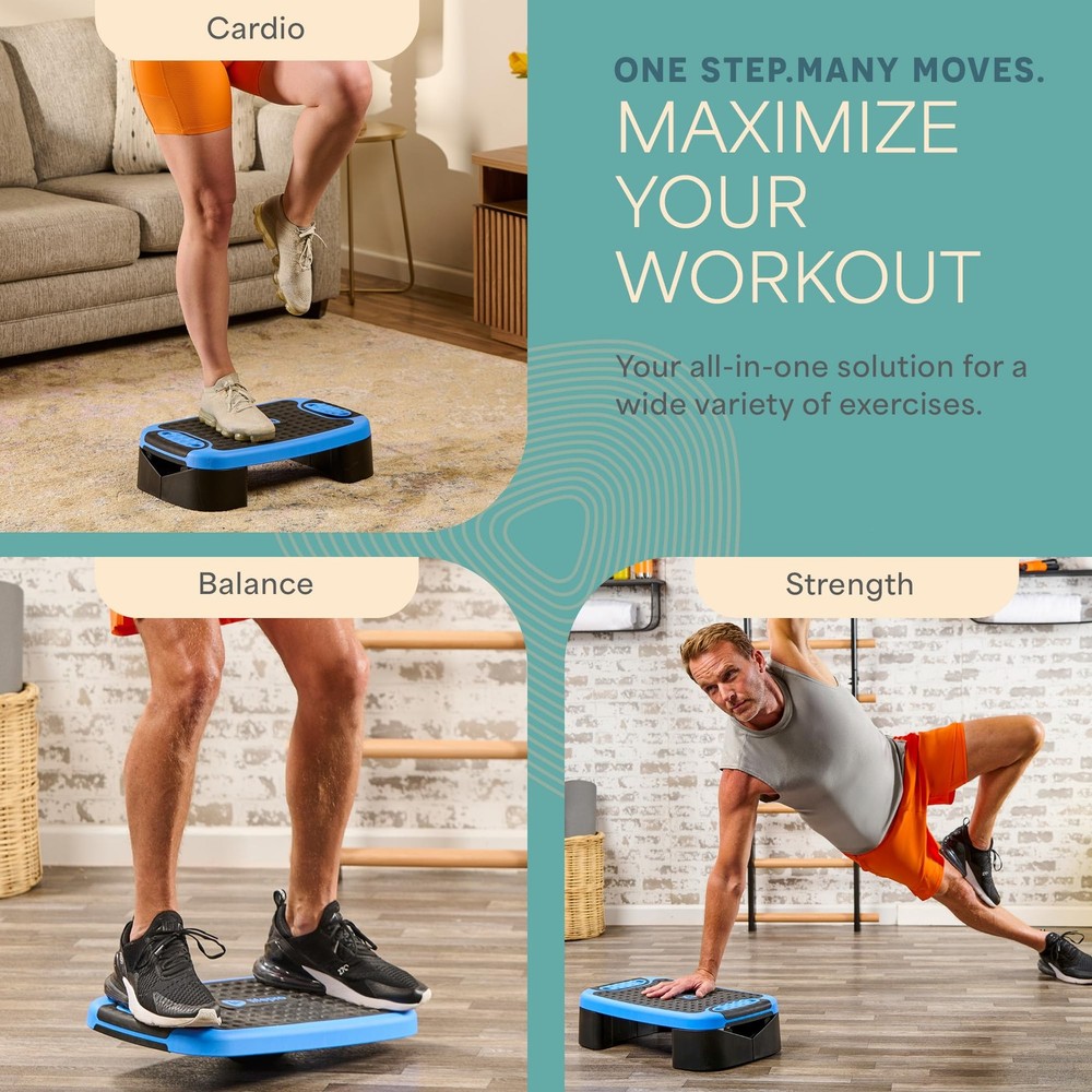4-In-1 Aerobic Balance Board and Step Up Exercise Platform - Adjustable Multi...