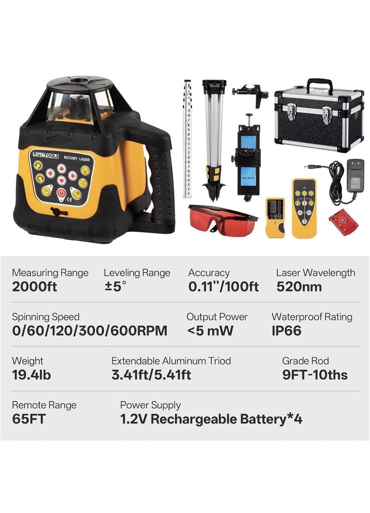 Self-Leveling Rotary Laser Level Kit