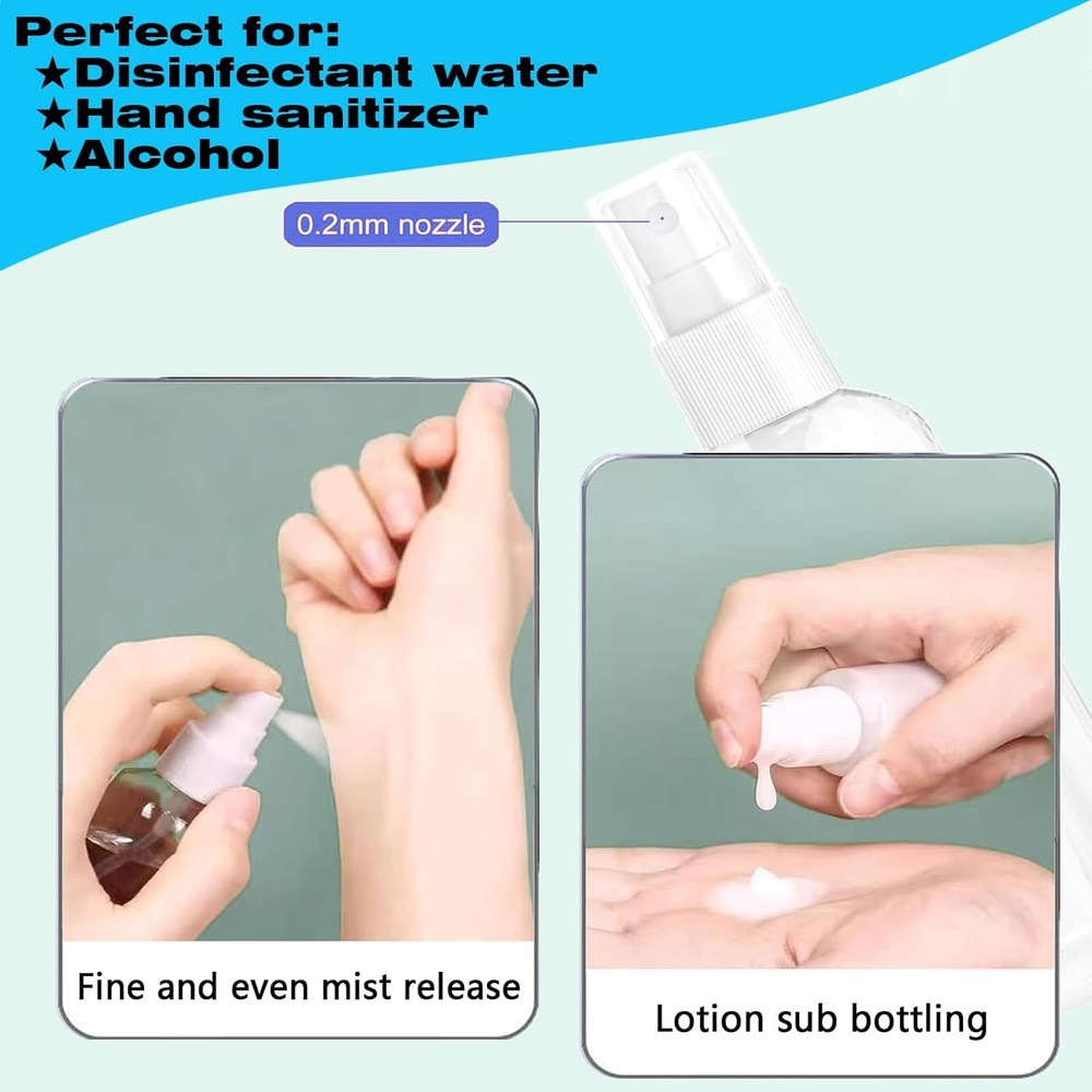 7 Pack 30ml Spray Bottle,Clear Empty Refillable Plastic Bottles,Mini SprayBottle