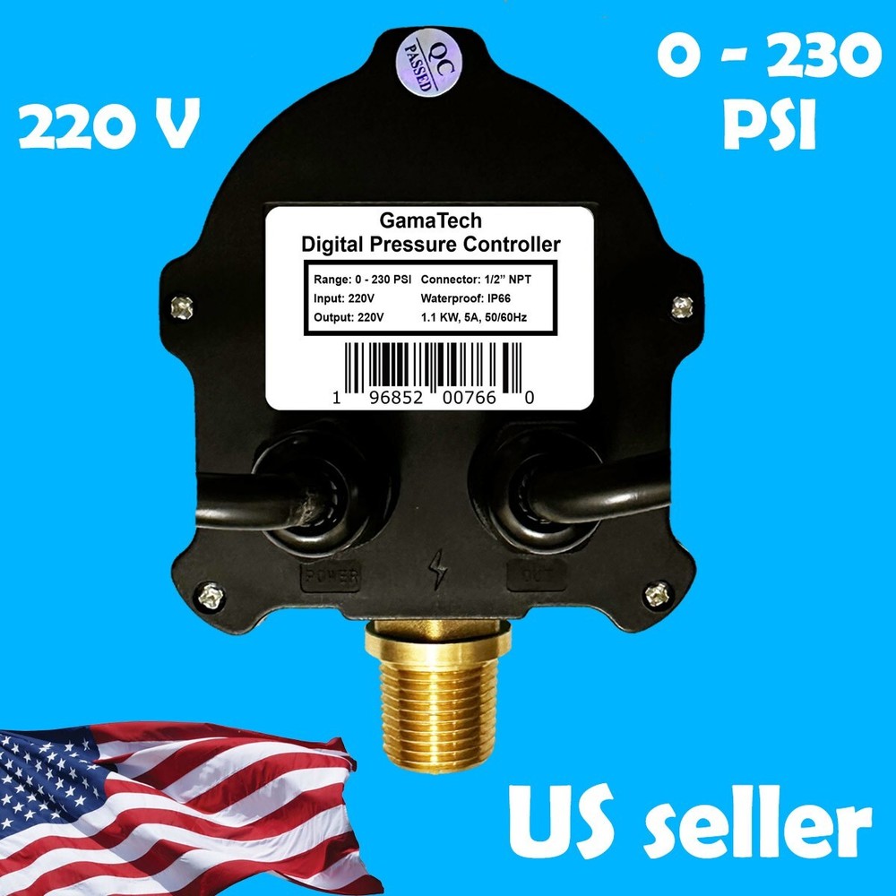 GamaTech 220V Digital Pressure Controller Well Water Pump Switch 0-230 PSI