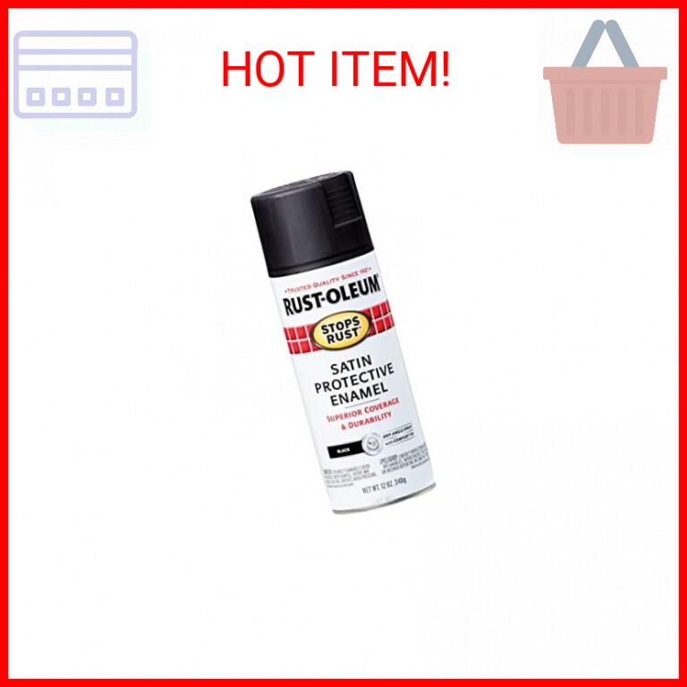 Rust-Oleum 7777830 Stops Rust Spray Paint, 12 oz, Satin Black