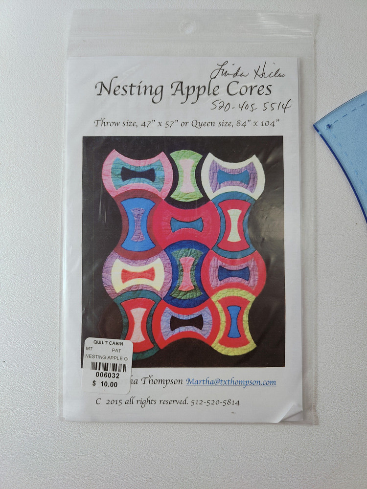 Nesting Apple Cores - Martha Thompson Quilting Pattern **WRONG SIZE TEMPLATE**