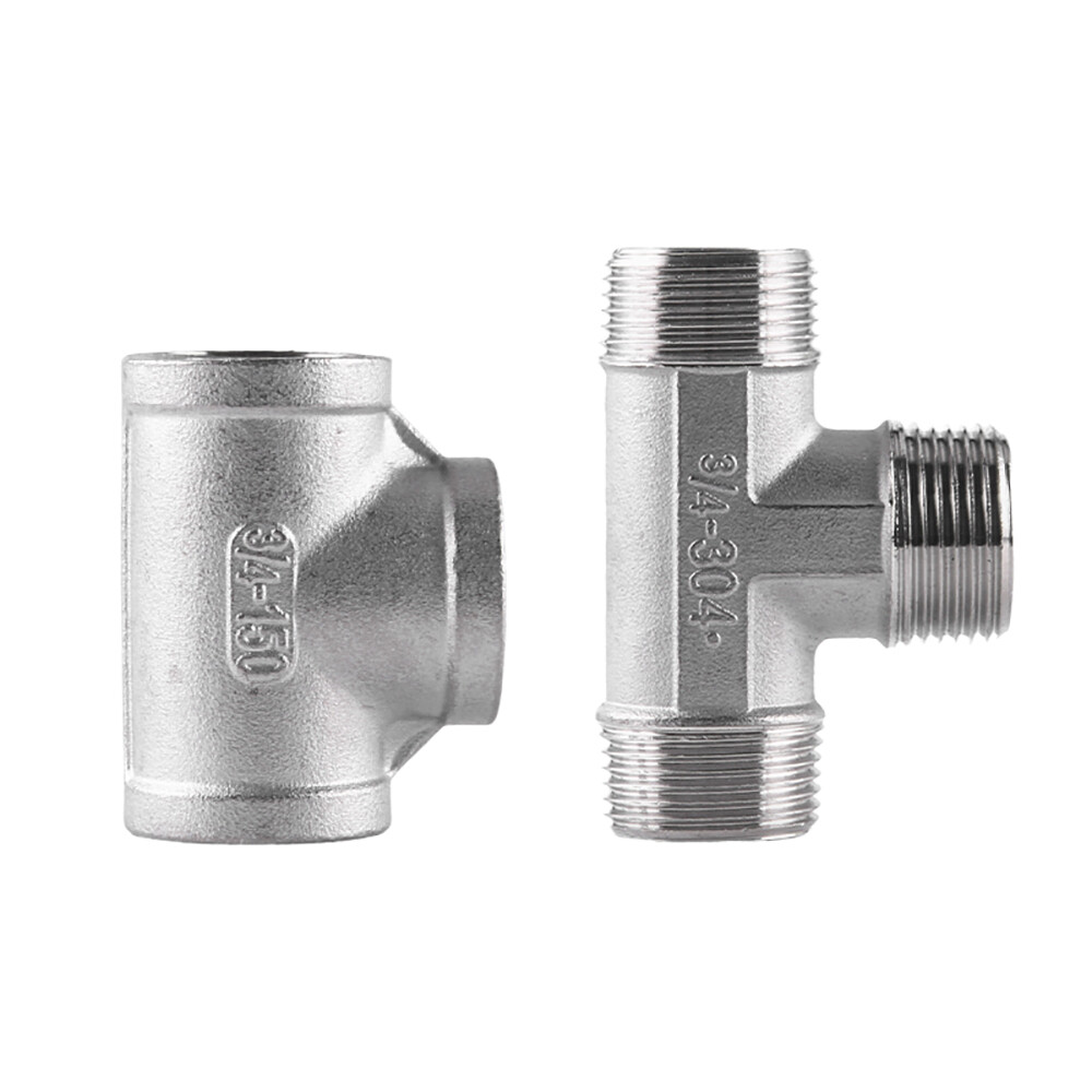 Stainless Pipe Fitting Tee Connector T-Shape Female Male Thread 1/2" 3/4" 1" 2"