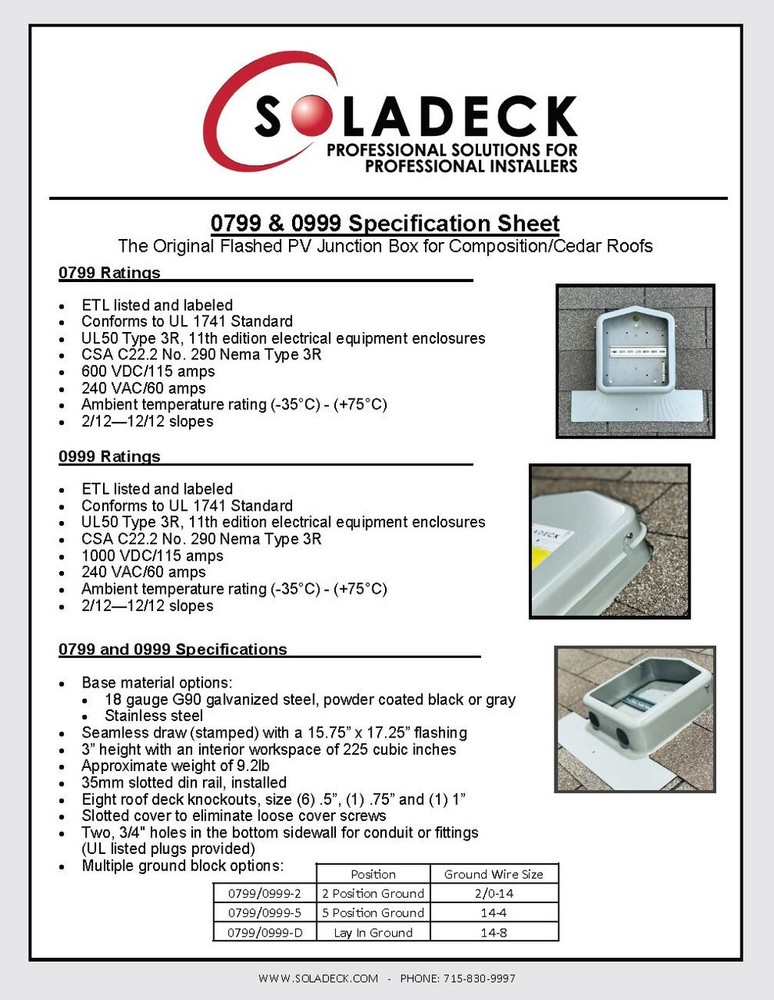 SolaDeck 0799-5B UL 50 Type 3R Enclosure