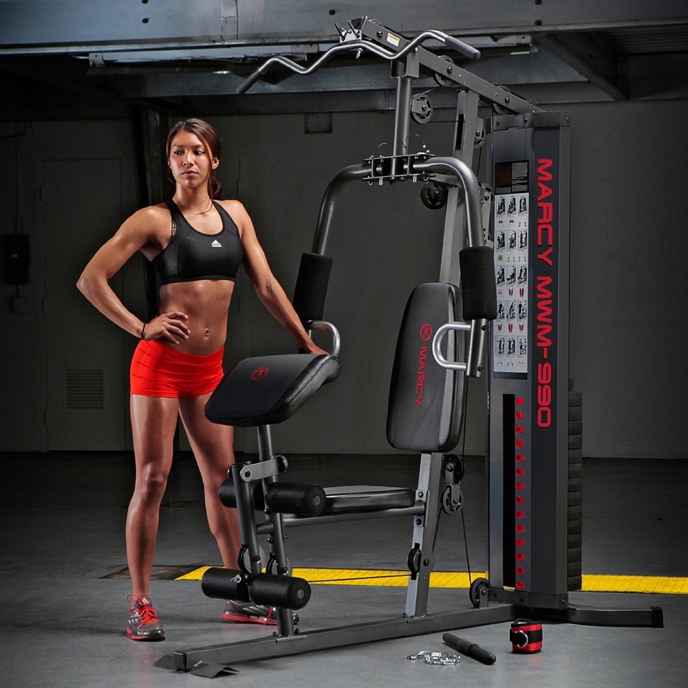 Marcy Full Body 150lb Weight Stack Home Gym Dual-Functioning Workout Machine