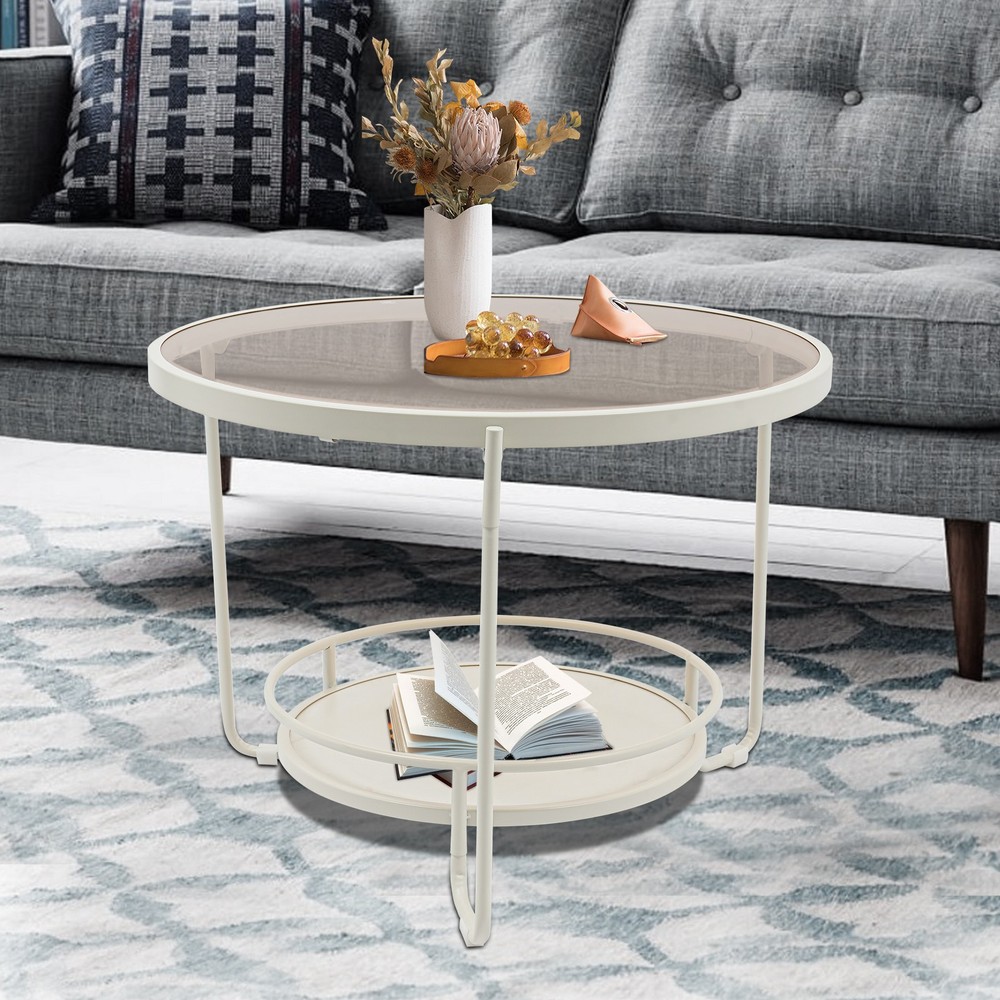Modern Round 2-Tier Side Table, Coffee Table,tea table for balcony, study room
