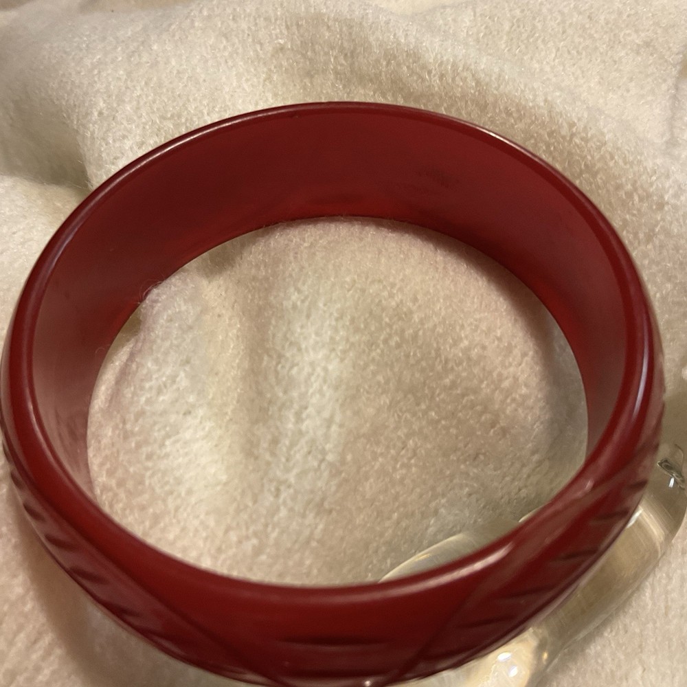 Vintage Red Bakelite Bangle Bracelet