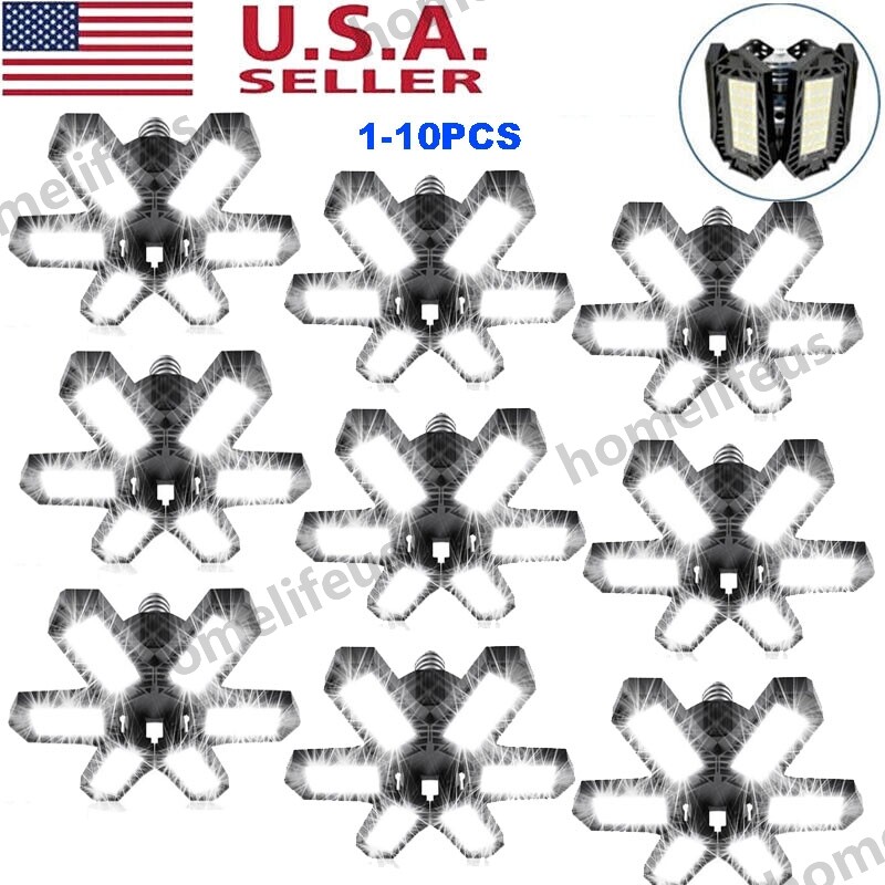 2-10X LED Garage Lights Deformable 900W Super Bright Work Shop Ceiling Lamps USA