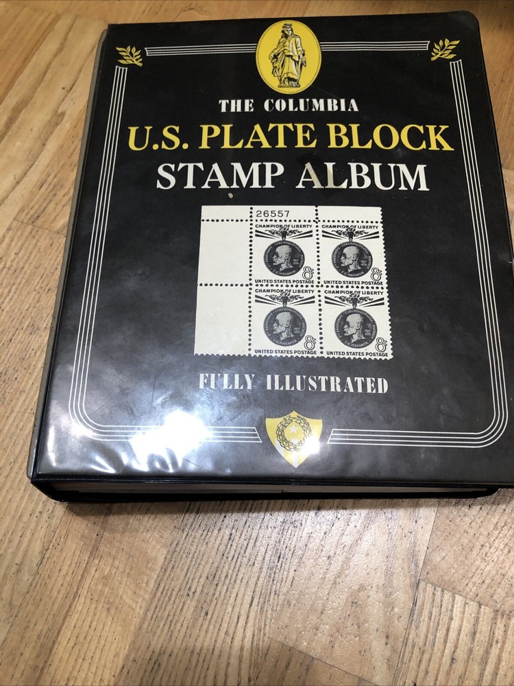 The Columbia US plateblock stamp album 85 pages filled.