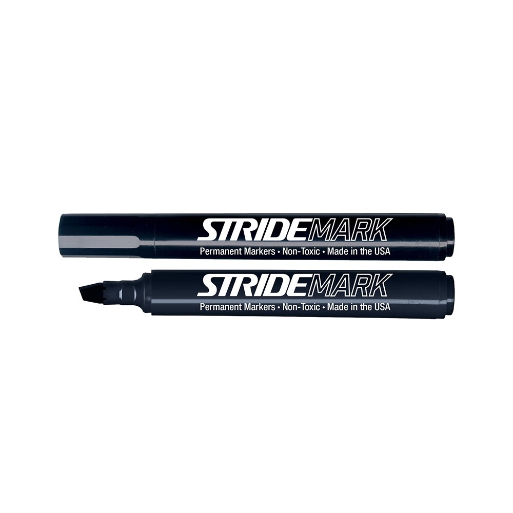 Stride StrideMark Tank Permanent Marker, Broad Chisel Tip, Black, 12/Pack