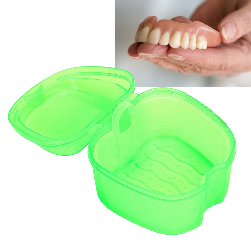 Denture Bath Case Box Soak Container Colored False Teeth Storage Box With