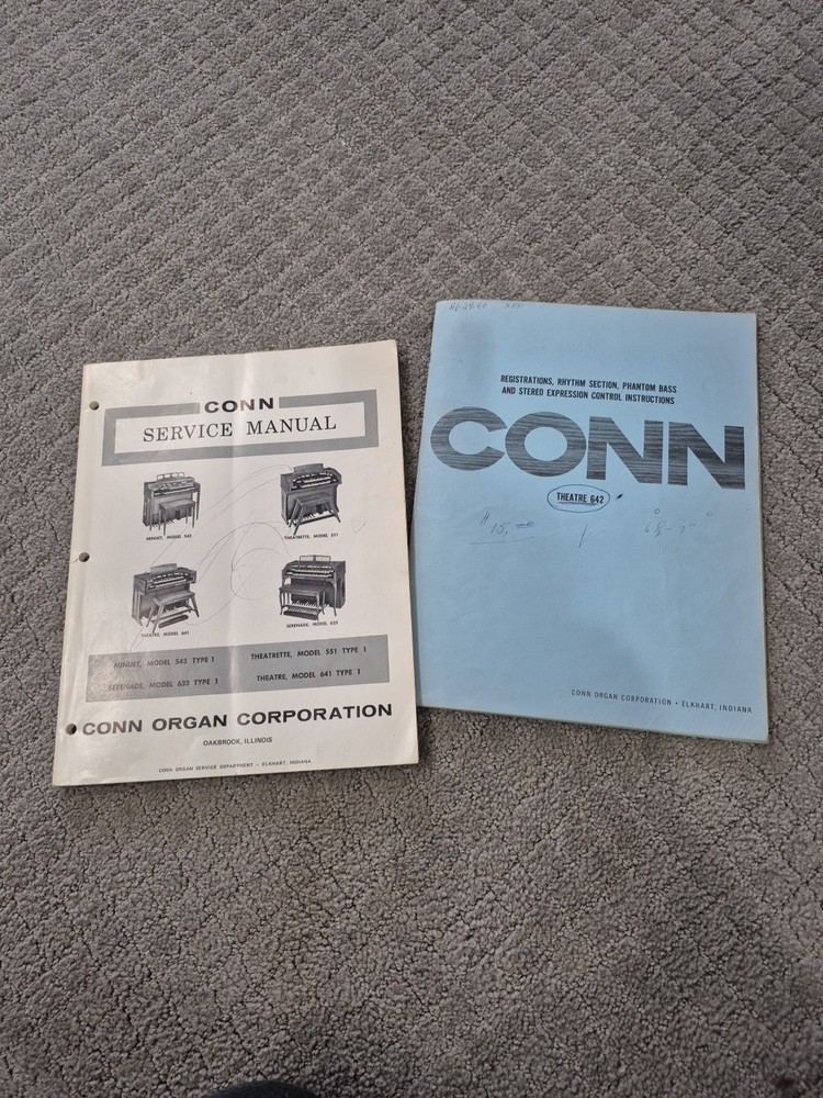 Conn Organ Service Manual + Models 543. 551. 641, 633 Type 1 Ma