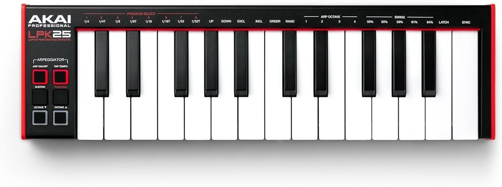 Responsive 25-Key MIDI Keyboard with Arpeggiator & Music Software Support