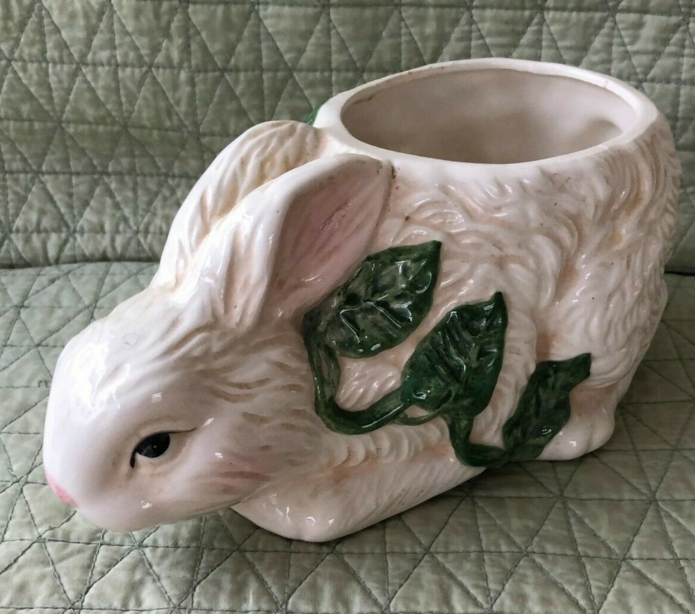 LICENSED DESIGN - EASTER - 8.5" RABBIT CERAMIC FIGURINE / PLANTER