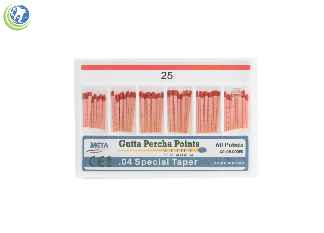 Gutta Percha Points .04 Special Taper #25 60/Box Vial Endodontic Obturation META