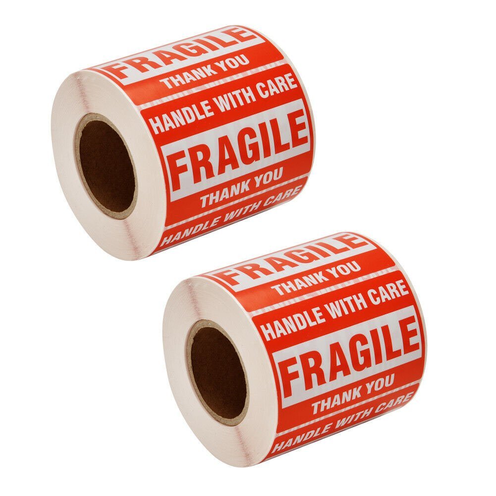 2 Rolls 2x3 Fragile Stickers Handle with Care Thank You Mailing Labels 500/Roll