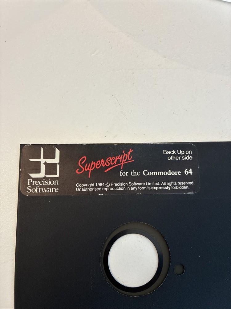 Superscript Word Processor Disk Software for Commodore 64 By Precision Software