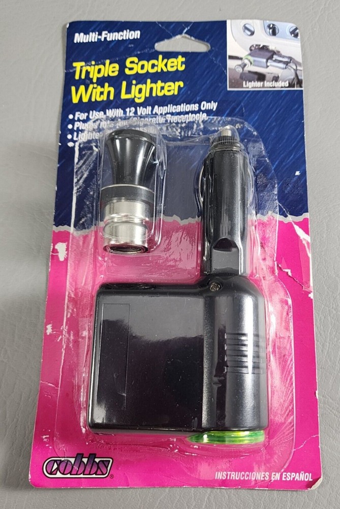 Auto Multi-Function Triple Socket With Lighter, New Open Package, Vintage
