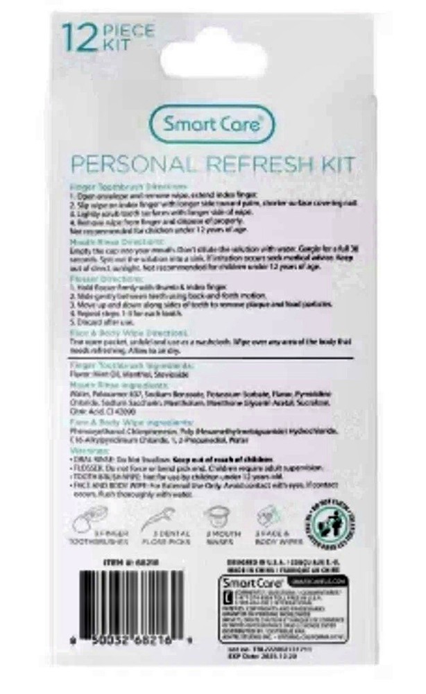 Three Pack Personal Refresh Kit Smart Care, 12 Pieces-Off Grid Outing