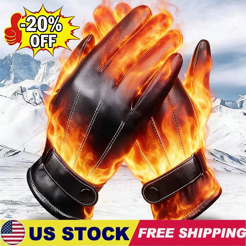 Black Driving Leather Soft Fleece Lined Thermal Winter