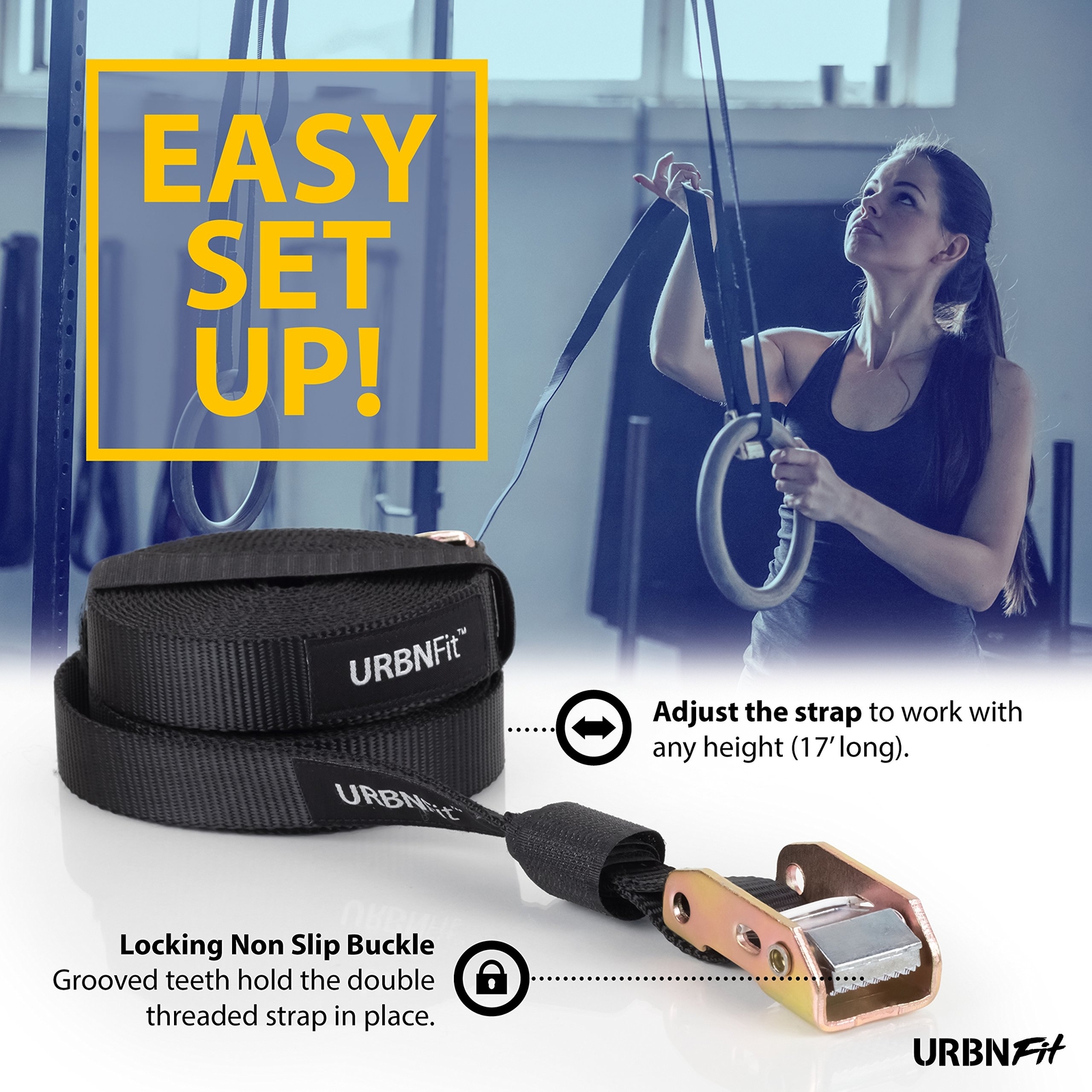 URBNFit Gymnastic Rings - Bodyweight Workout and Strength Training Olympic