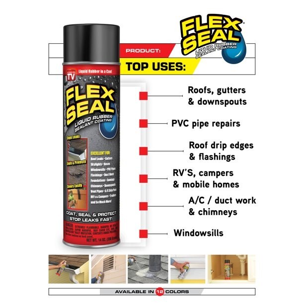 Flex Seal Spray BLACK Liquid Rubber Sealant Coating, 14 oz NEW! Free Shipping