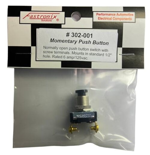 Fastronix 6A AC/DC Momentary Push Button Switch with Screw Terminals Black