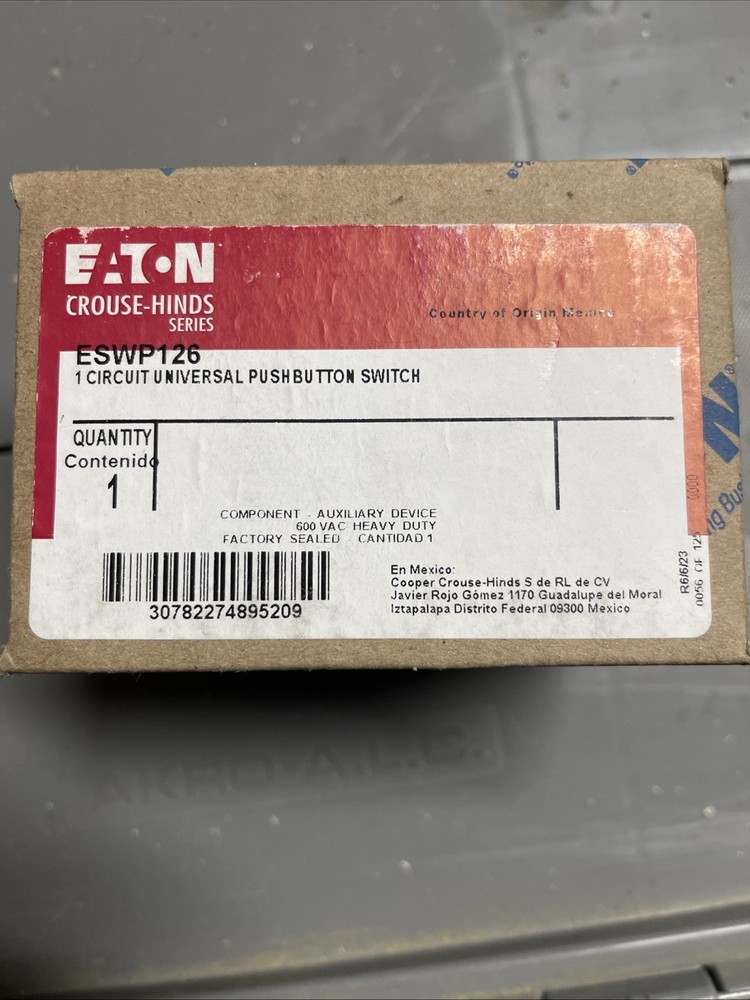 Eaton Crouse Hinds ESWP126 Universal Pushbutton Switch 1-Circuit