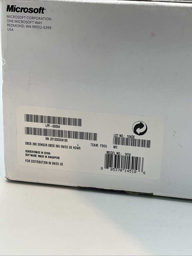 Xbox 360 Kinect Sensor Open Box, Damaged Box