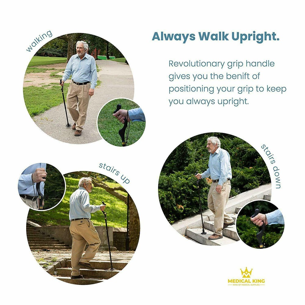 Good Posture Walking Cane Stick Adjustable Lightweight Folding Mobility Aid Cane