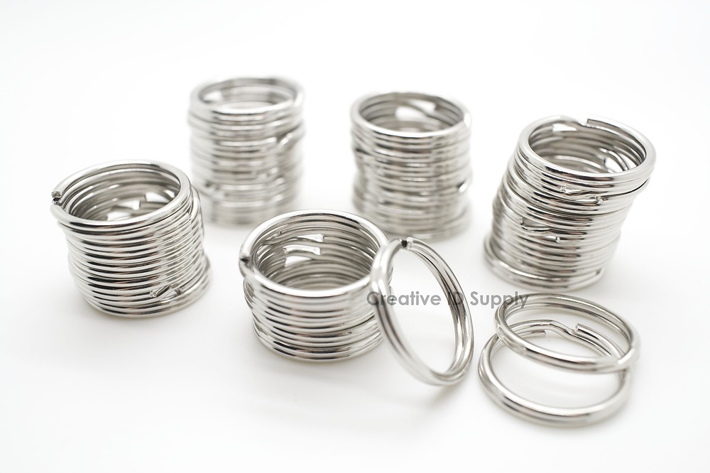 100pc KEYCHAIN SPLIT KEY RING 3/4" 20mm HEAVY DUTY KEY RING SILVER CLASP FINDING