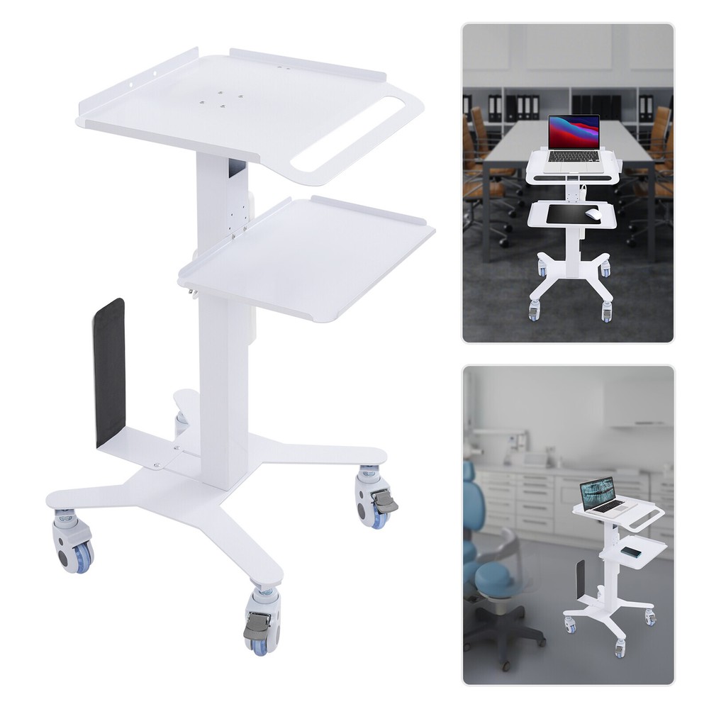 Rolling PC Cart Mobile Computer Workstation Stand Adjustable Beauty Spa Cart