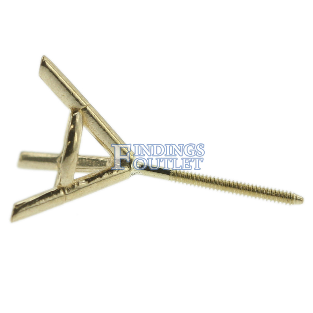 14k Yellow Gold Round Martini Stud Earring Mounting Setting Screw Back Post