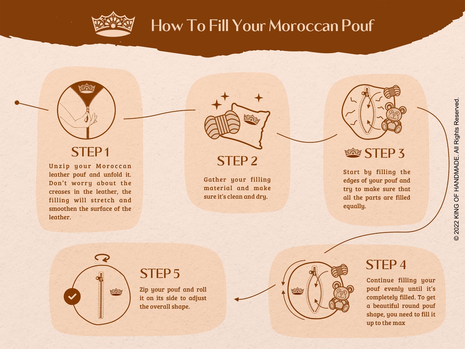 🌟Footstools | Moroccan Pouf Ottoman | Genuine Leather, Hand-Embroidered🌟