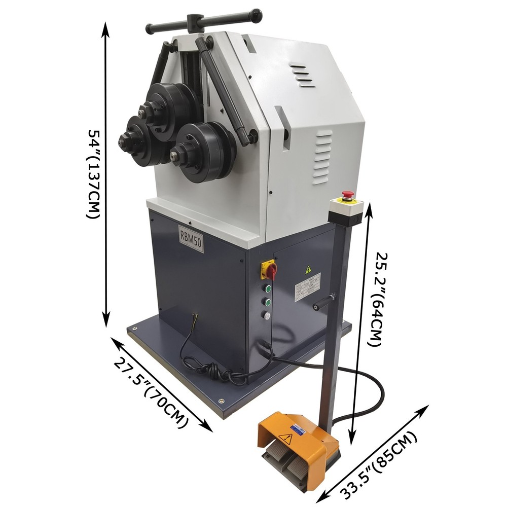 3 Rollers Industrial Electric Roll Bending Machine φ2" Ring Roller 220V