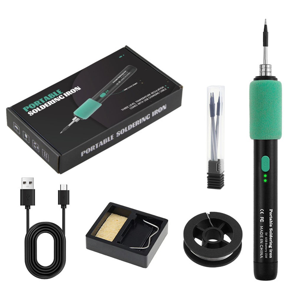 Portable Cordless Soldering Iron Kit with Replaceable Tip for Circuit Board Repa