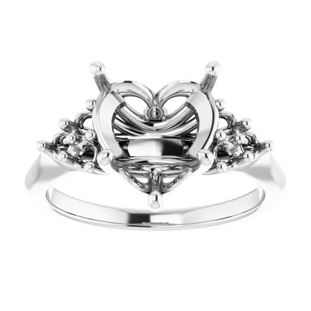 Ring Setting Heart 10mm 925 Sterling Silver Semi Mount Ring Setting