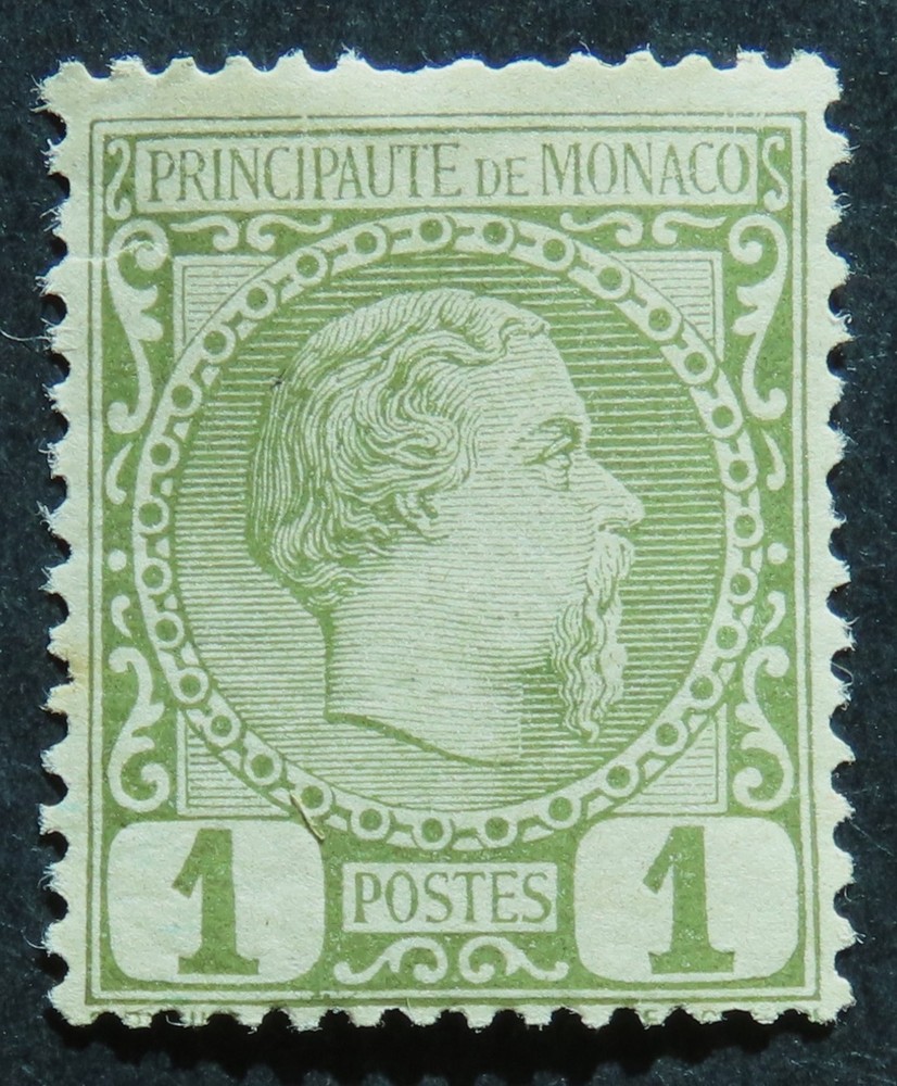 Monaco 1885 1c SG 1 Mint hinged cat £33 one missing perf at top