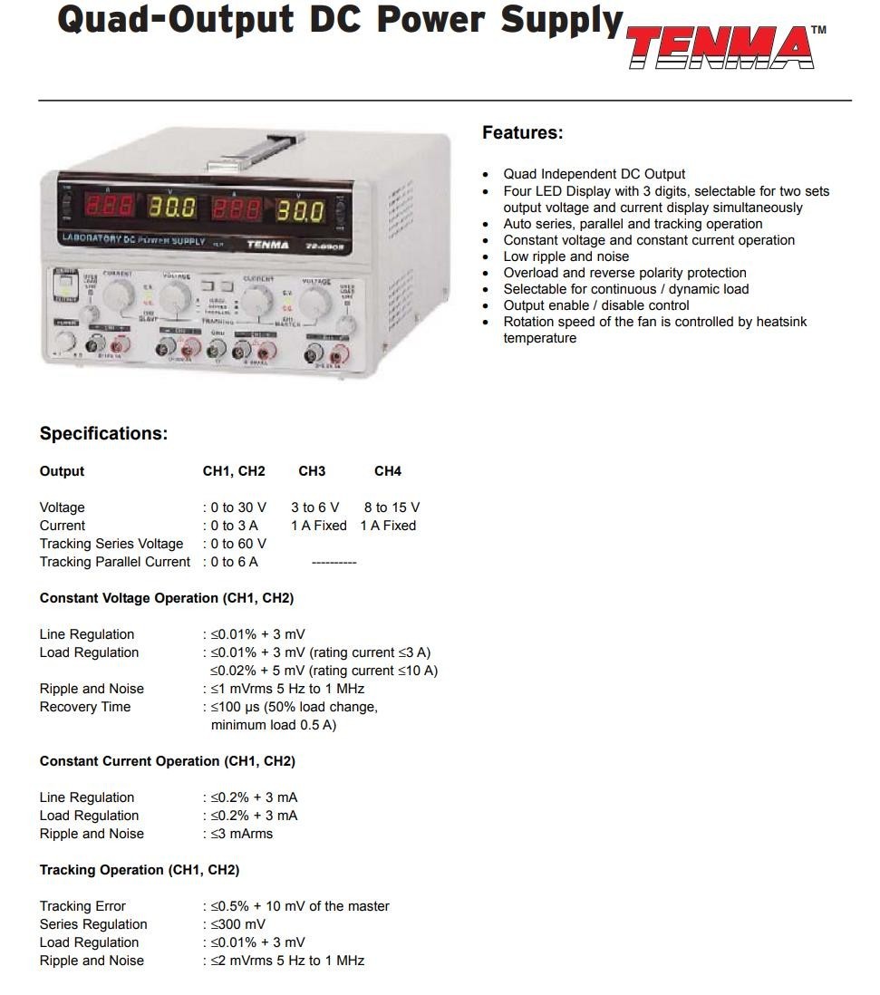 Working Tenma Quad Output Independent Linear Regulated DC Power Supply