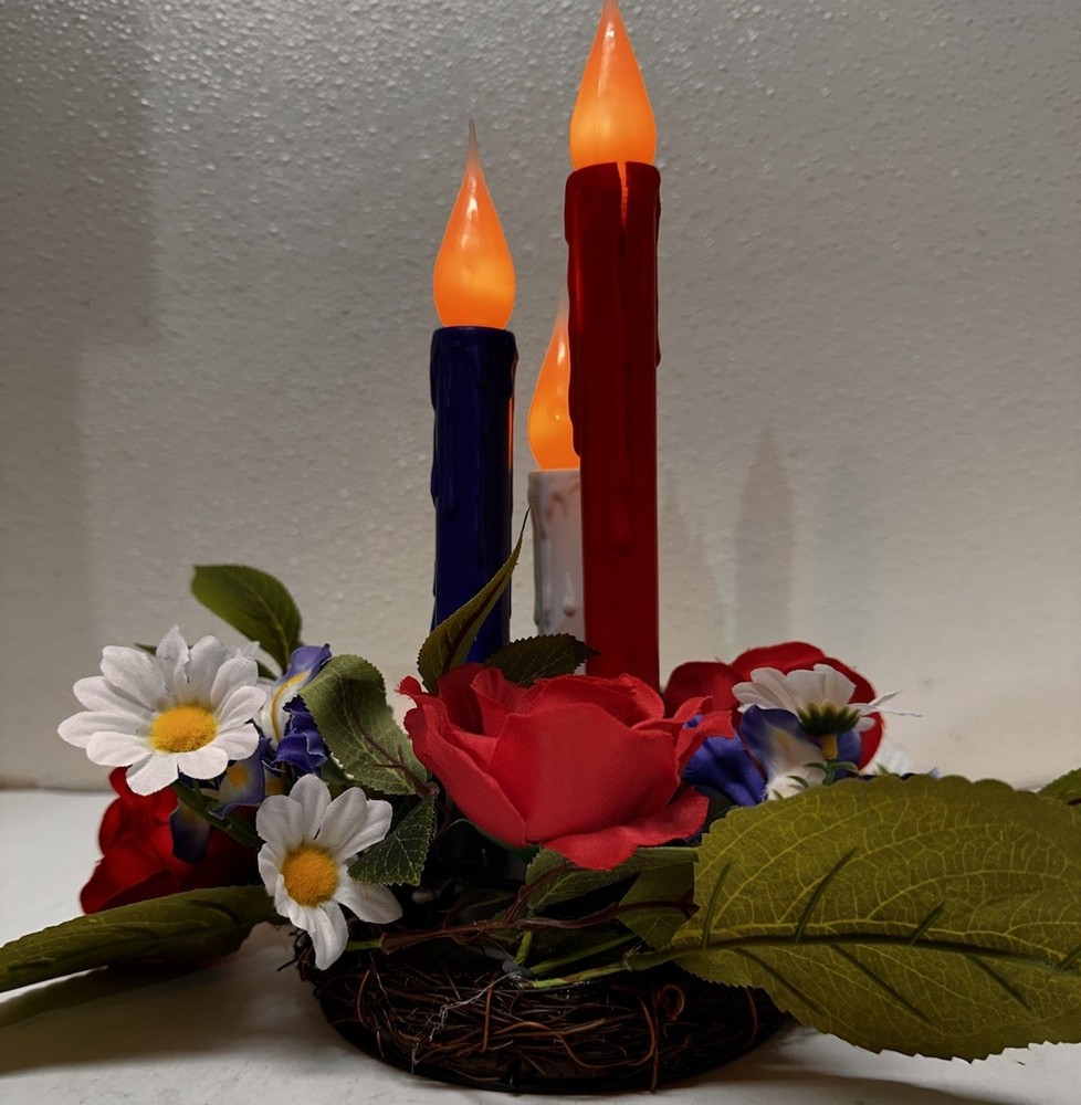 Decor Red, White, Blue Flickering Candles T6