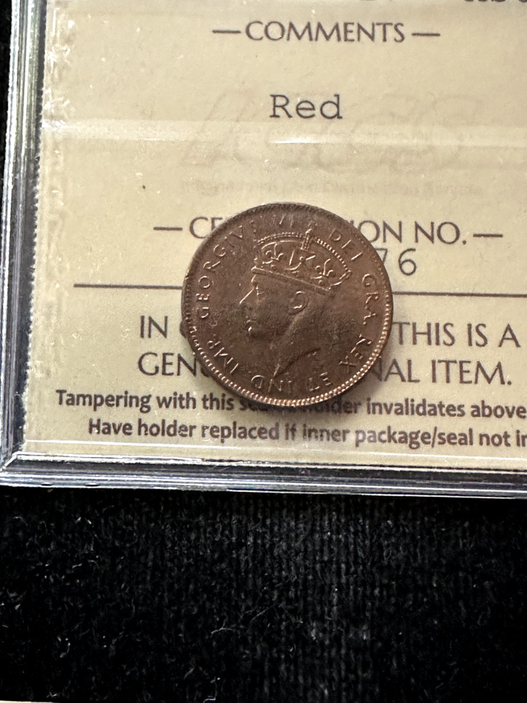 1943c Newfoundland Small ¢1 Cent, ICCS Graded**MS-64** Cert# XEV 876