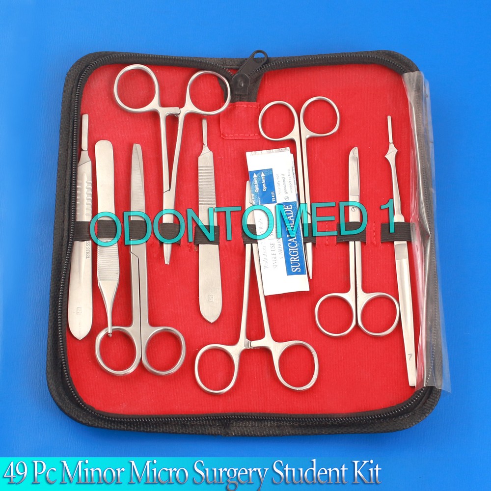 49 PC O.R GRADE MINOR MICRO SURGERY SURGICAL VETERINARY INSTRUMENTS STUDENT KIT