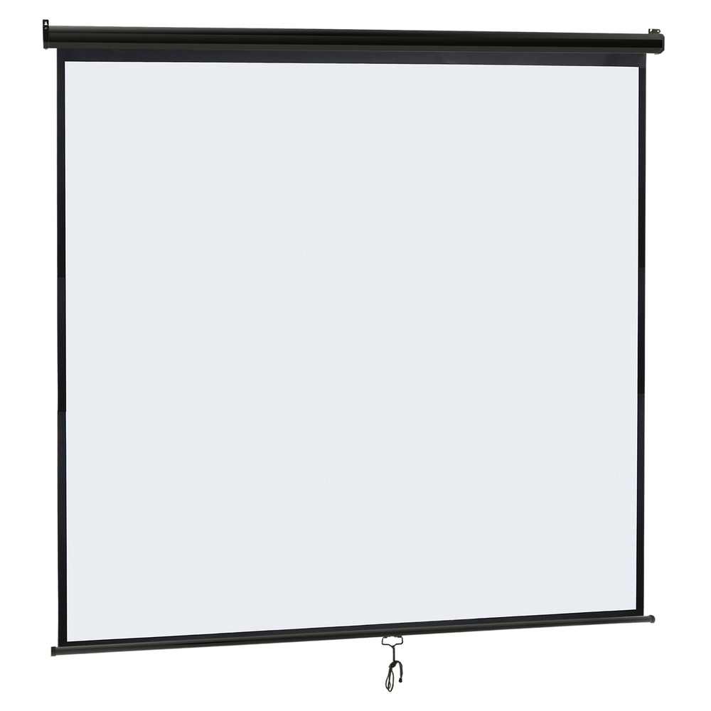 120'' Projector Screen Projection Screen Manual Pull Down HD 1:1 Format Black