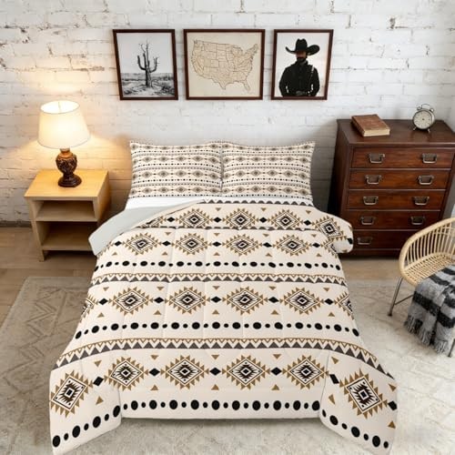 Bohemian Aztec Comforter Set Size, Western Decor Bedding Set Queen Multi 26