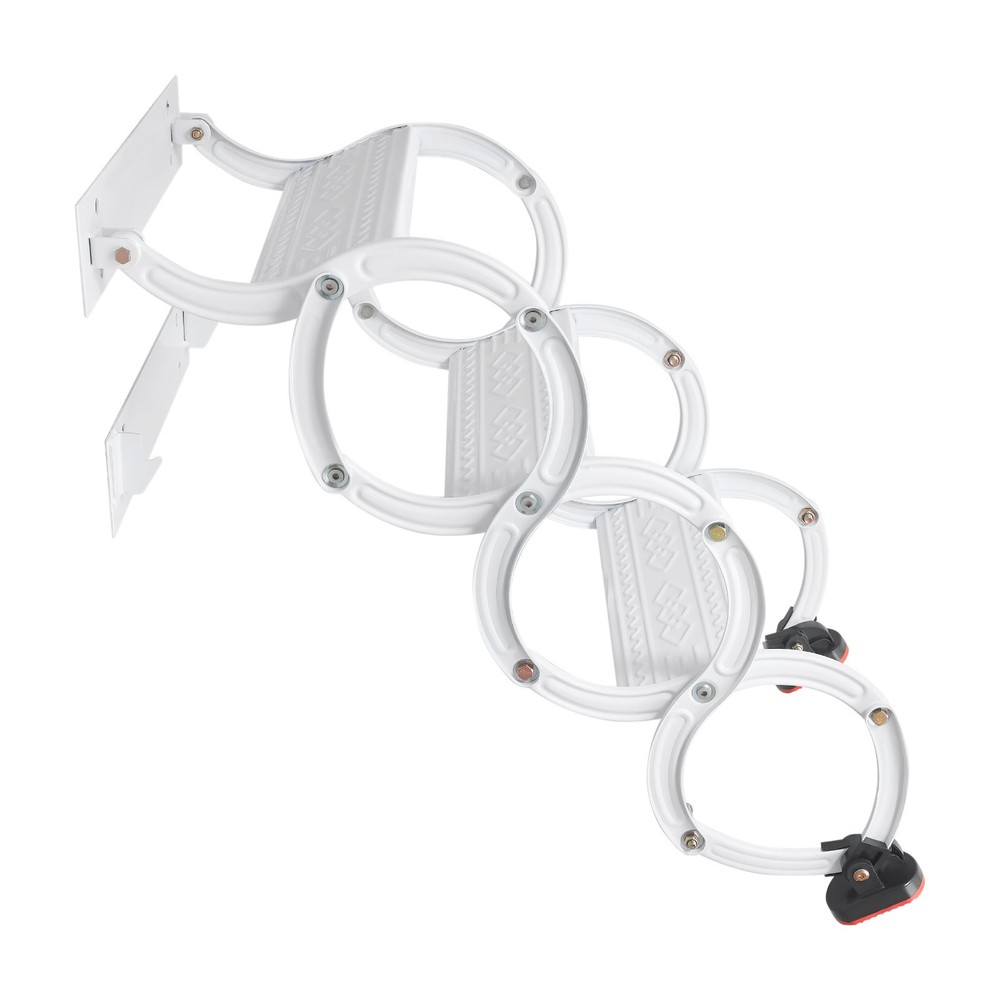 3 Steps Wall Mounted Retractable Ladder Pull Down Telescoping Step Ladder White