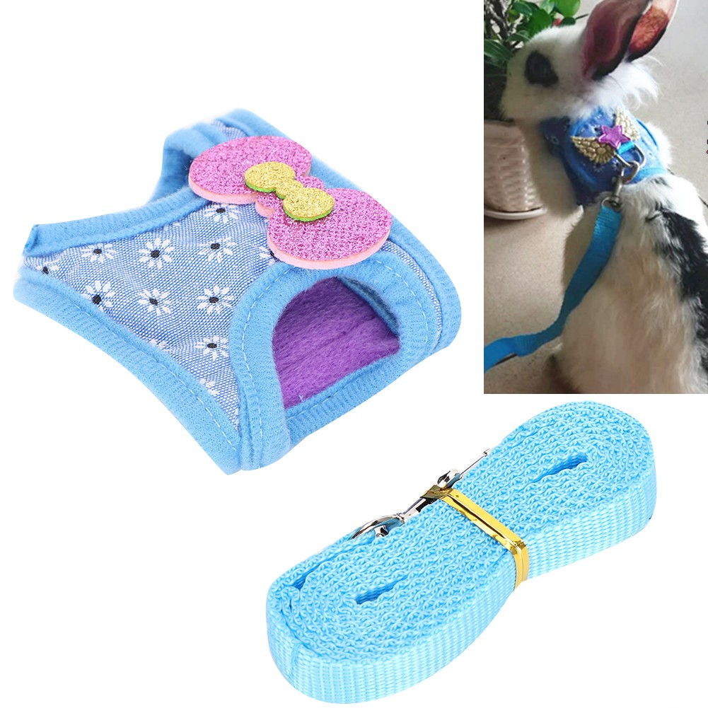 Adjustable Leash Harness Breathable Chest Strap Traction Vest for Rabbit Hamster