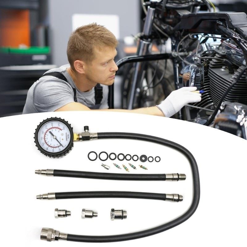 Compression Tester Precisions Engine compression Gauge Kit with Flexible Hose